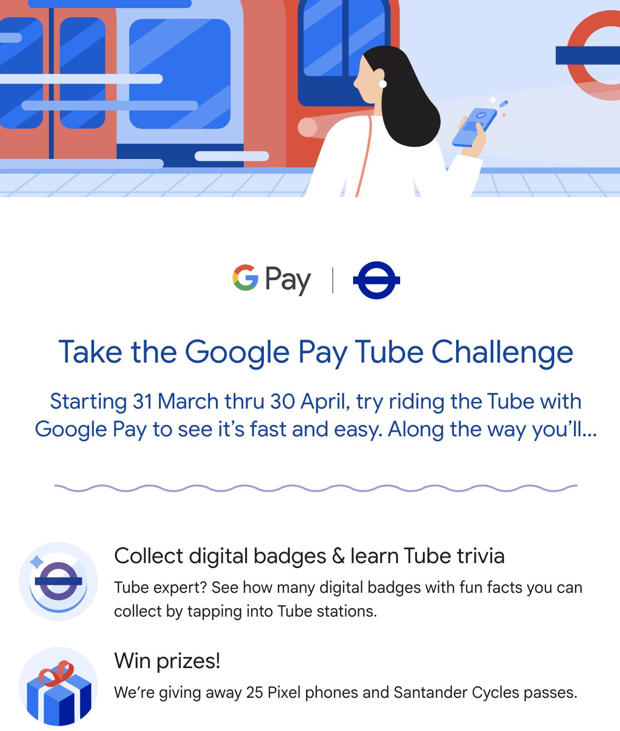 Take the Google Pay Tube Challenge in-app